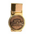 Gold Plated Money Clip with Brass Medallion